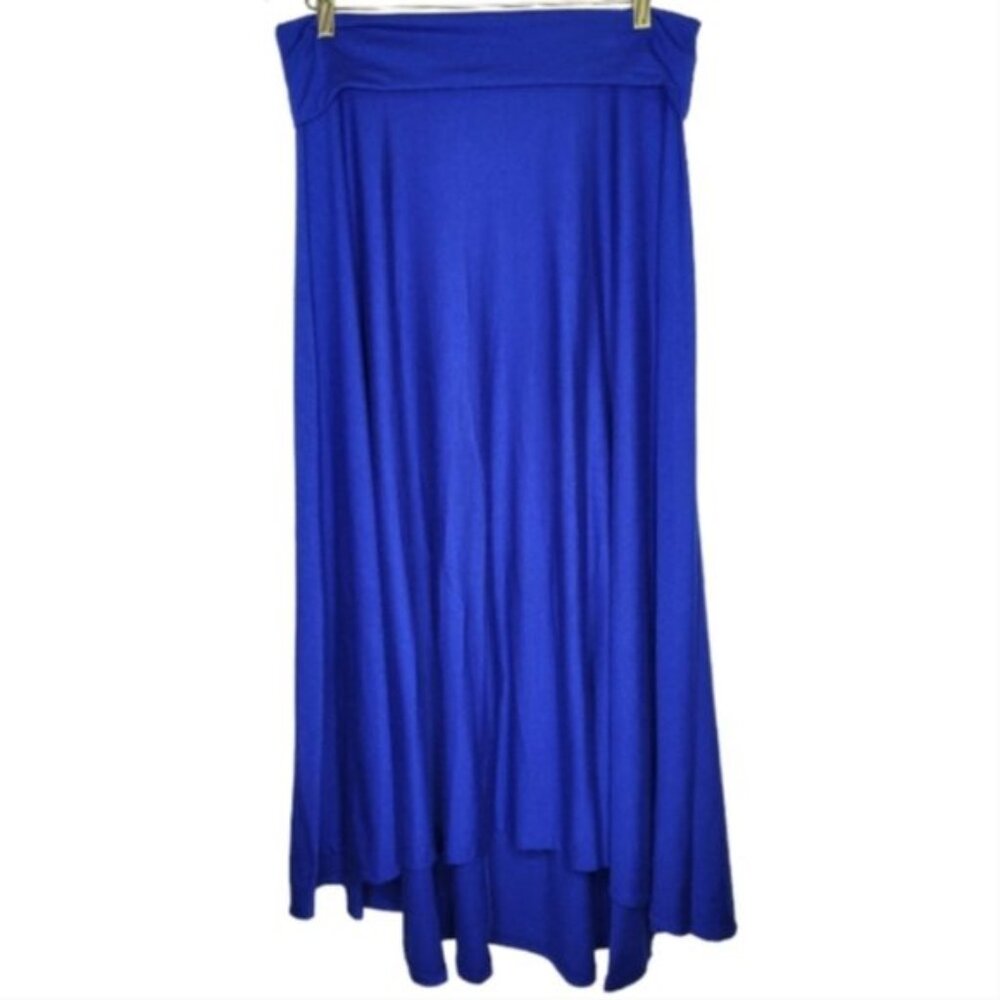 New Directions Blue Pull On A-Line High-Low Midi Skirt, Size M